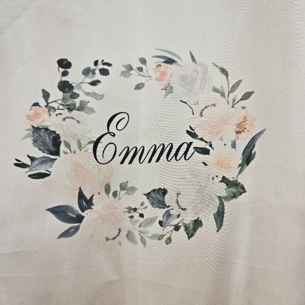 Elegant Cream Lace Trim Robe Monogram With EMMA SIZE:8 - Picture 3 of 7